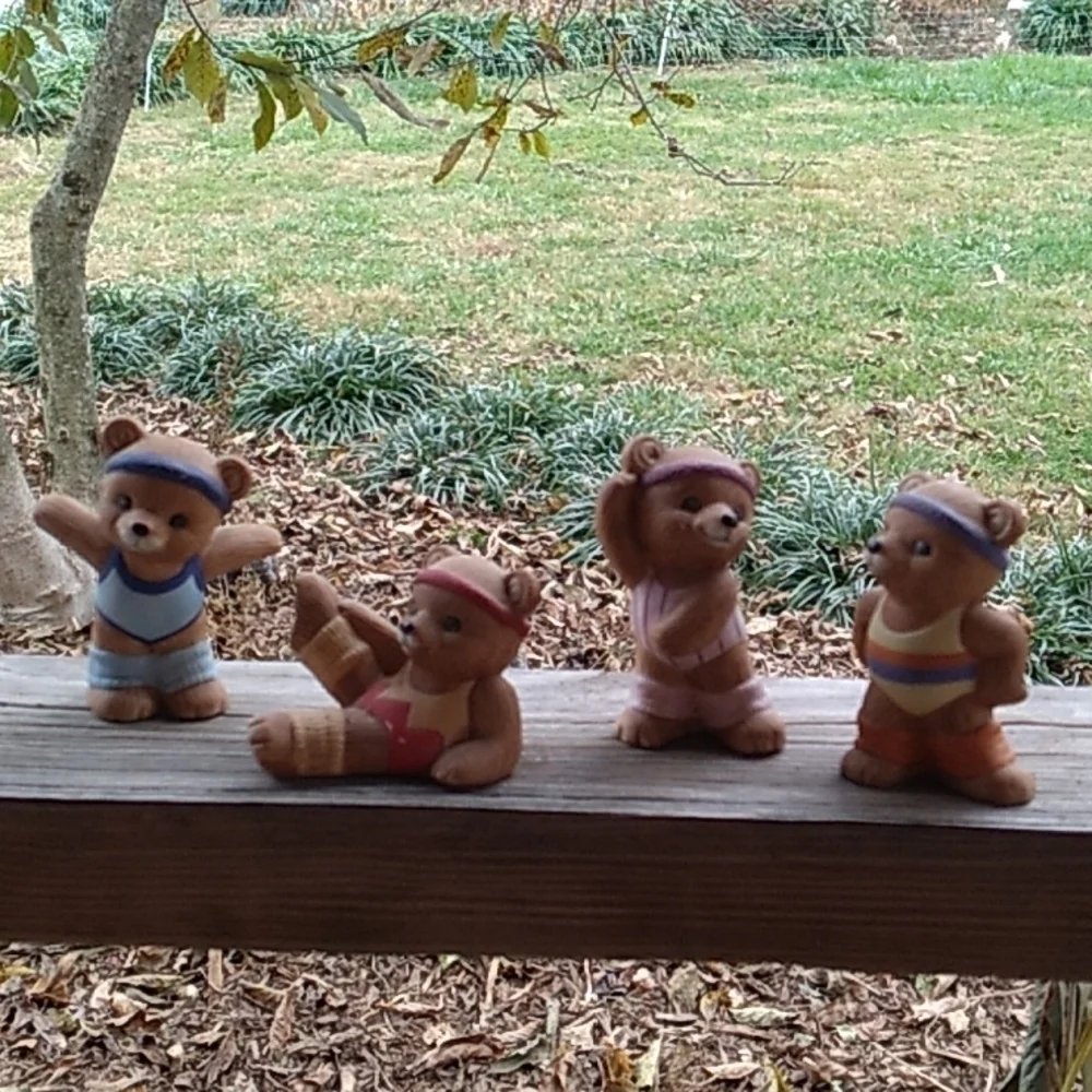 Vintage 1980s Homco Home Interiors dancing exercising bears 🐻 set of 4